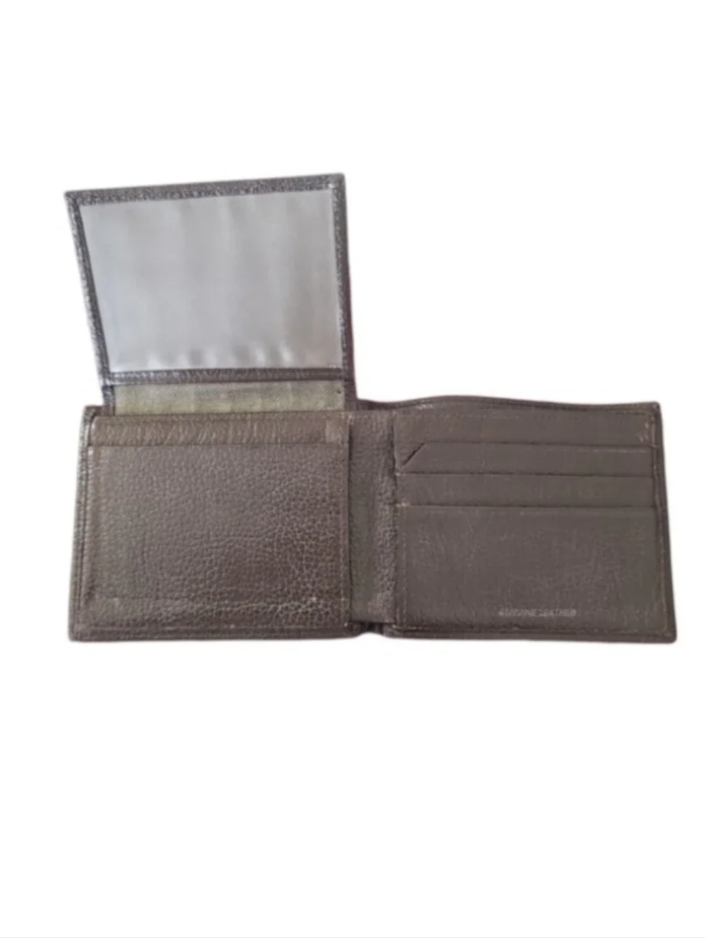 Brown Genuine Leather Bifold Wallet Men Pebbled Leather Slim Classic Minimalist